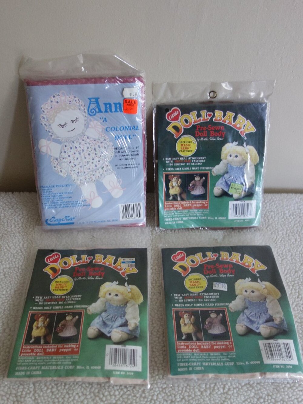 Vntg – Lot of 4 New Little Doll Baby / Ray Mar Doll Making Kits